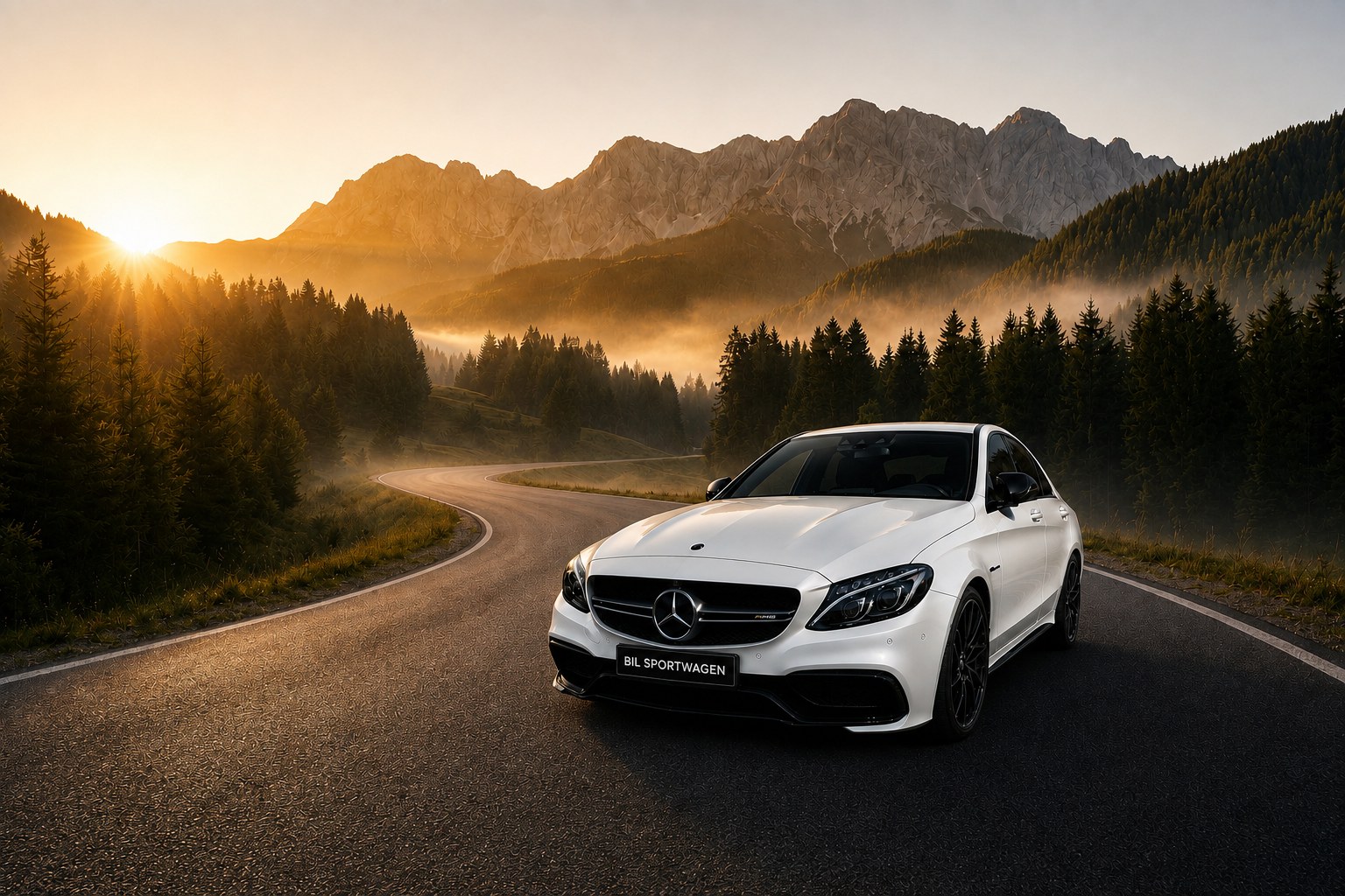 Mercedes-AMG C 63 S Limousine auf einer Alpenstraße